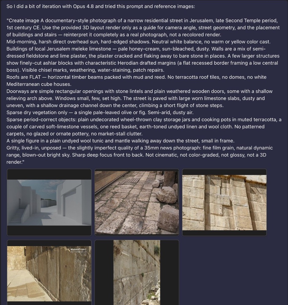 Screenshot showing the improved prompt and reference images