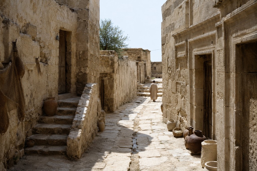 ChatGPT generated output of narrow ancient stone street