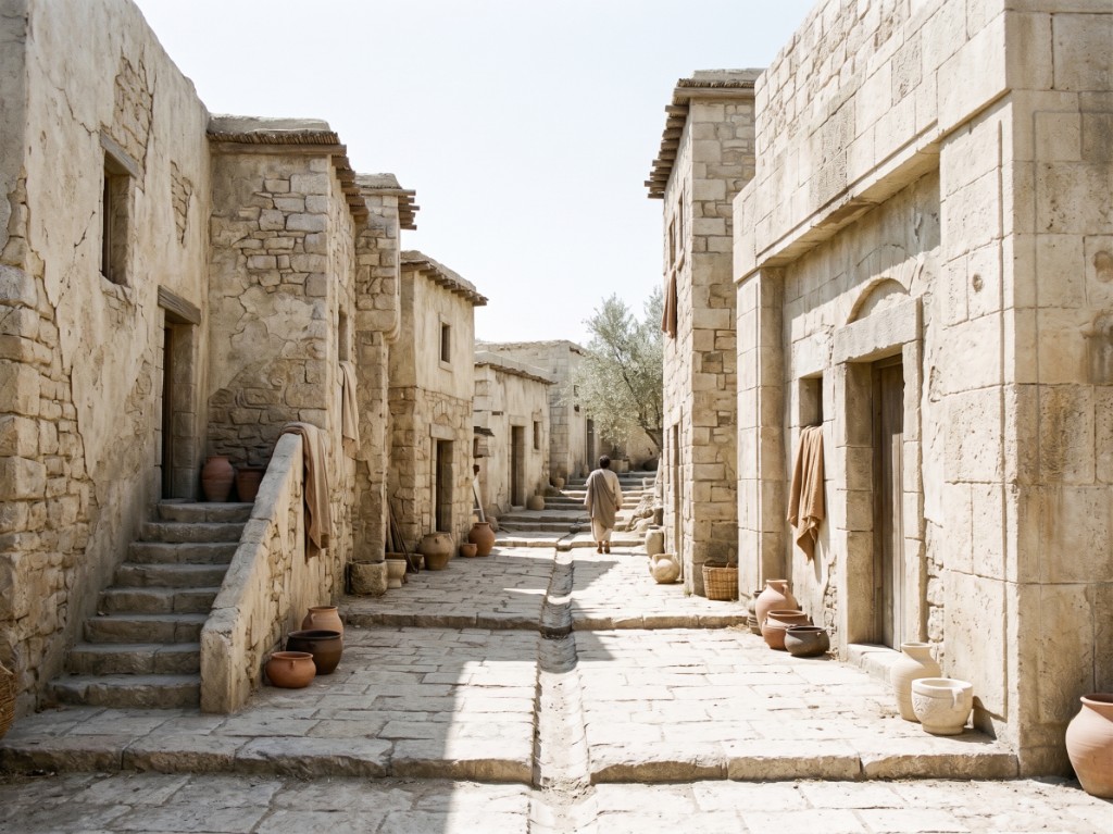 AI-generated narrow stone street with period architectural details